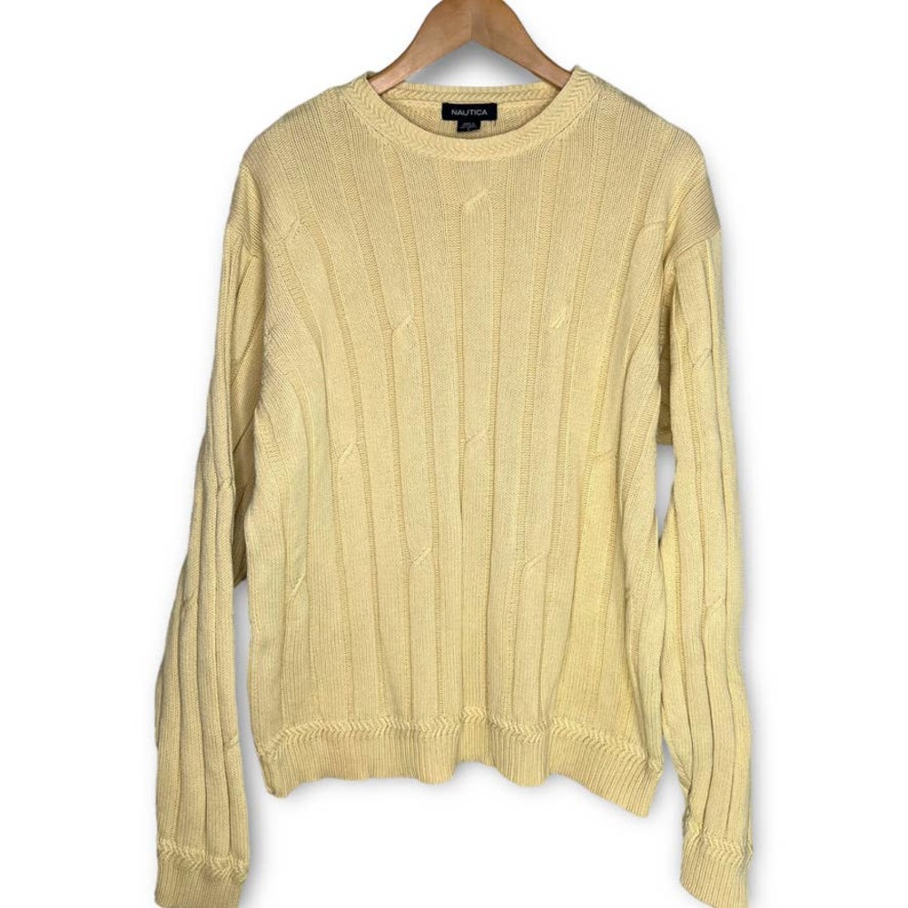 Nautica Men's Vintage Cotton Sweater Cable Knit Pullover Large
